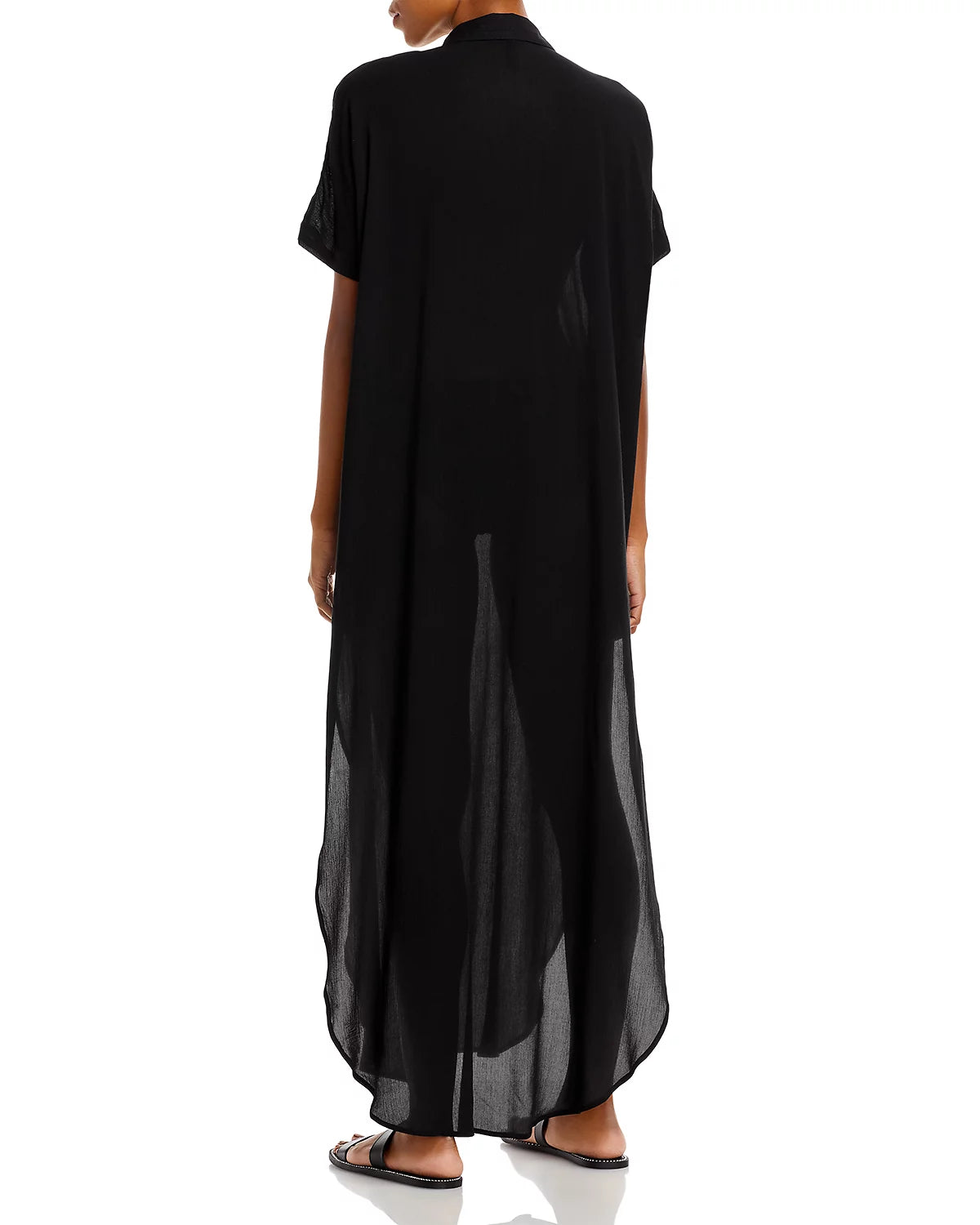 MARTINEZ-Button Front Maxi Swim Cover-Up