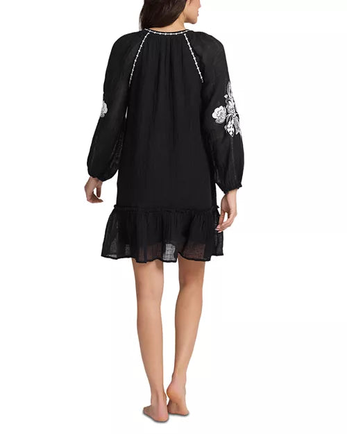 MARTINEZ-Linen Gauze Tunic Swim Cover-Up